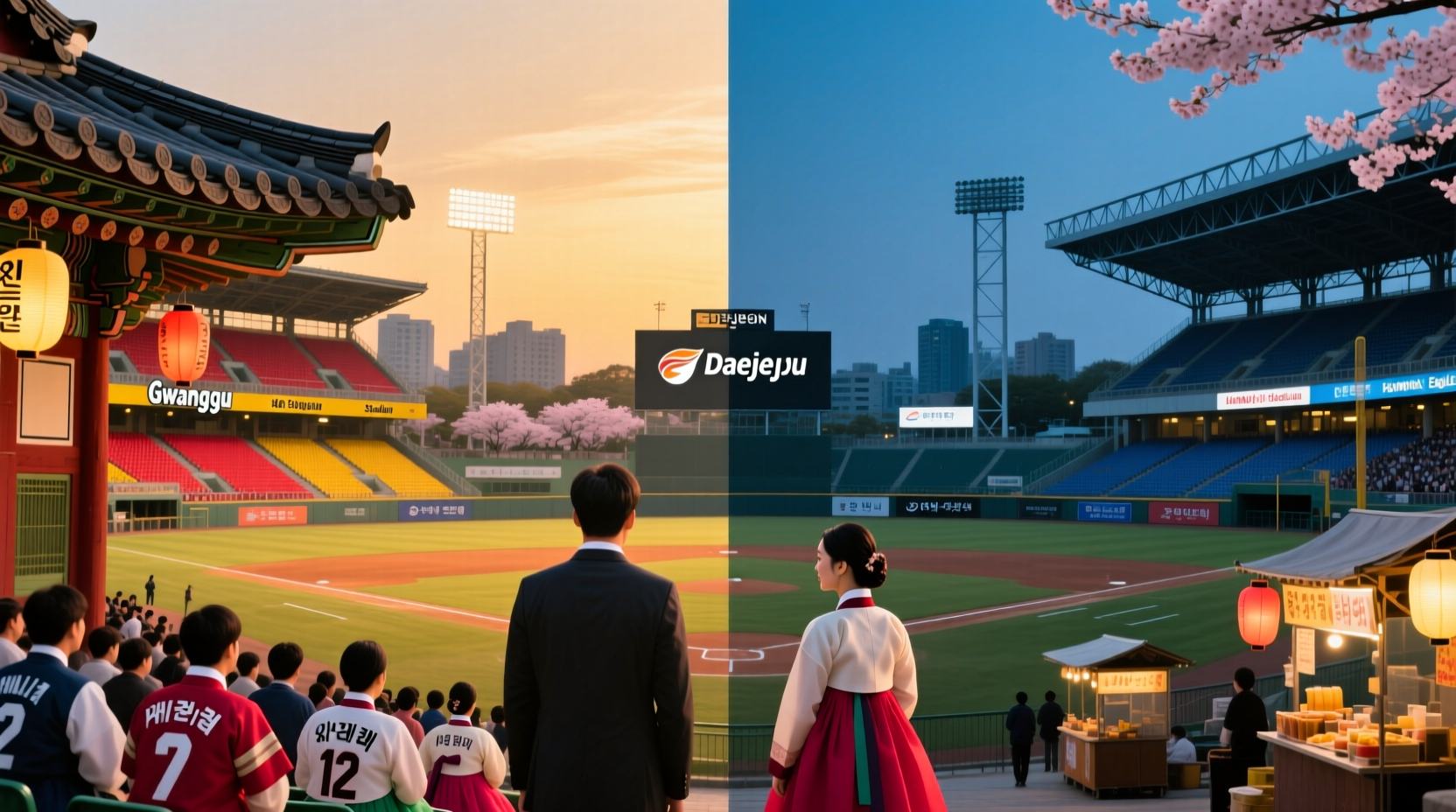 팀 분리로 나뉜 광주의 KIA 경기장과 대전의 한화 경기장