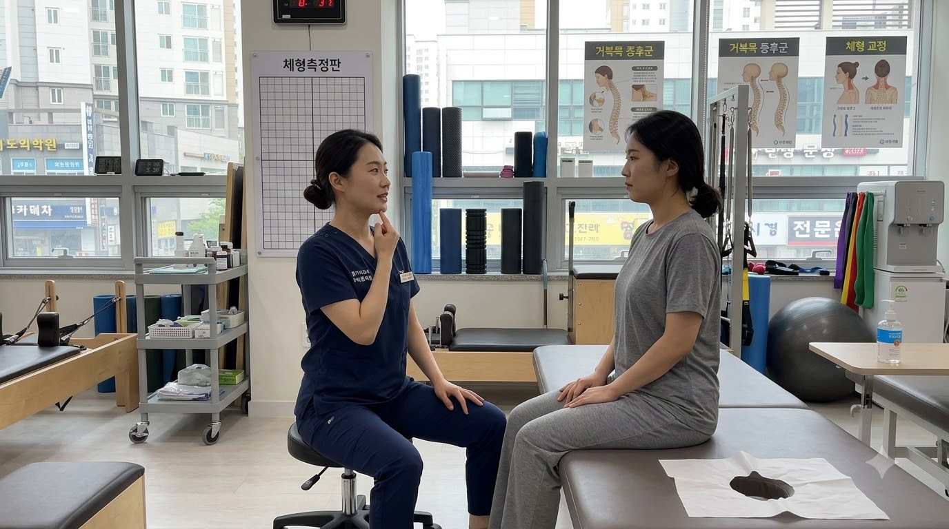경추 심부 근육을 강화하는 친 턱(Chin Tuck) 교정 운동
