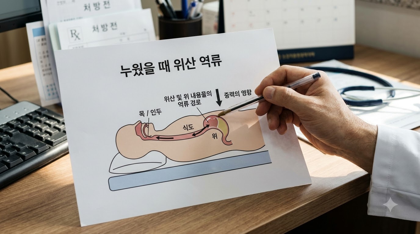 역류성 식도염 약 먹어도 밤마다 목 이물감·마른기침 날 때 침대 상체 각도와 왼쪽 수면 자세 세팅법