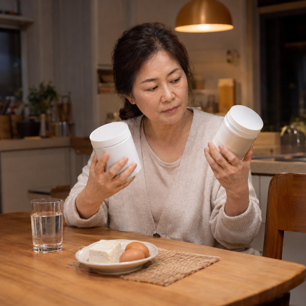 50대 단백질 보충제, 큰 통 샀다가 후회하기 전 확인할 3가지